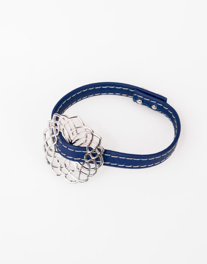 bracelet-arbre-argent-cuir-bleu