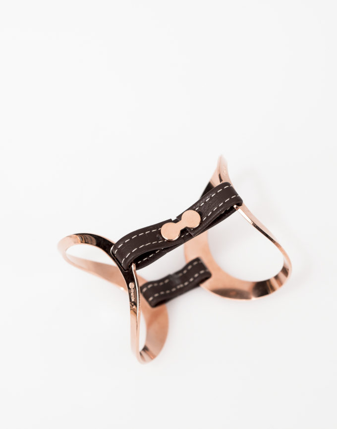 bracelet-manchette-double-boucle-or-rose-cuir-noir