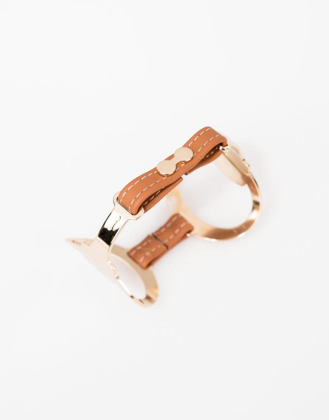 bracelet-manchette-mors-or-rose-cuir-orange1