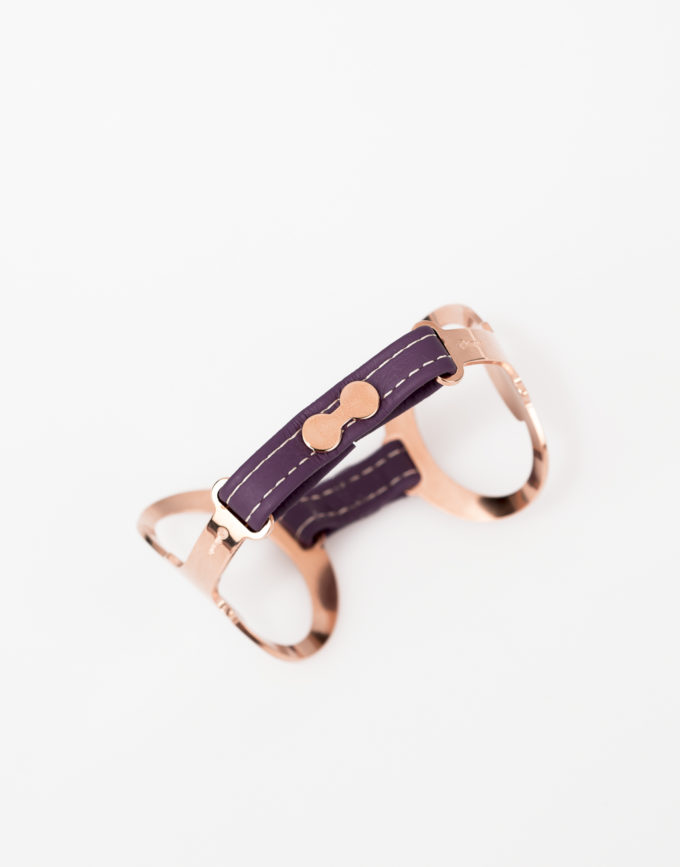 bracelet-manchette-mors-or-rose-cuir-violet1