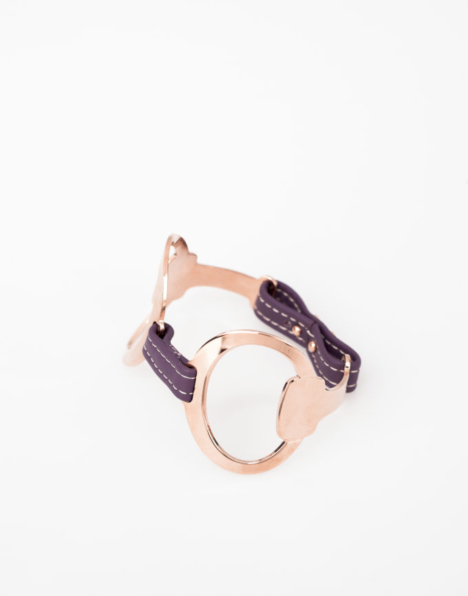 bracelet-manchette-mors-or-rose-cuir-violet2
